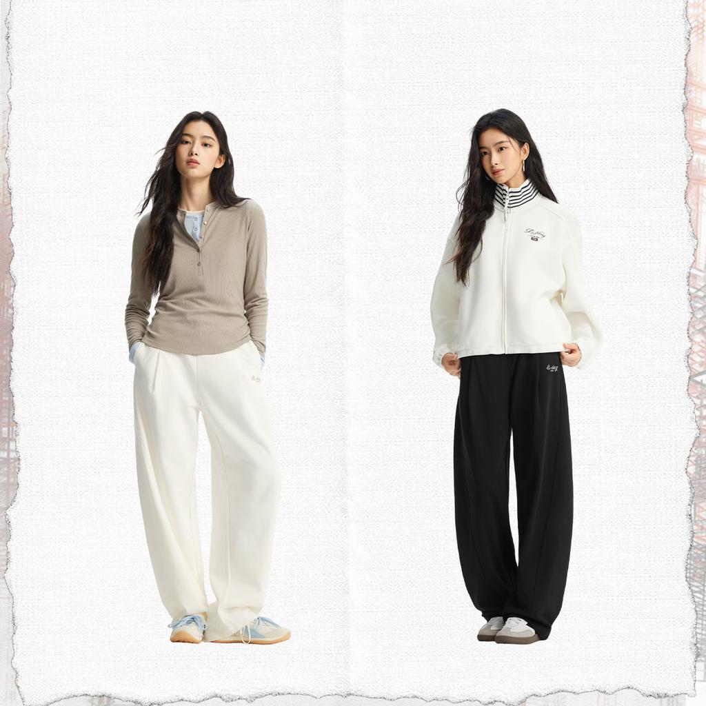 Li Ning Sports Lifestyle Series Solid Color Soft Simple Versatile Casual Pants Women bottoms AKLW288-1