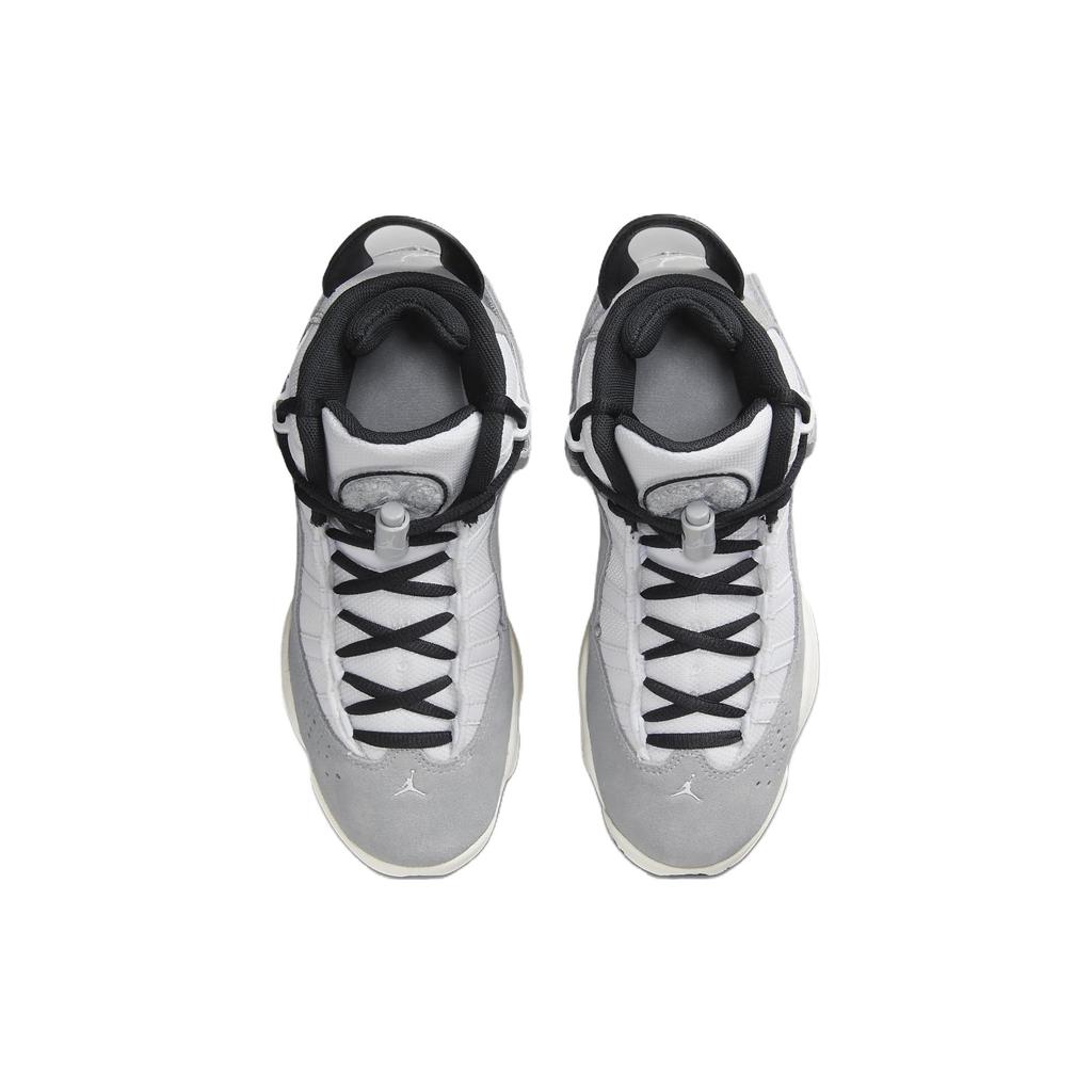 New Jordan Air Jordan 6 Rings Cushioning High Top Children's Basketball Shoes Gray White Teenagers FJ4651-077