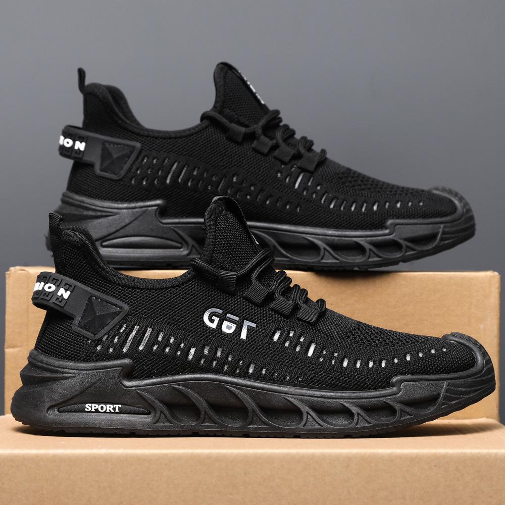 Men's Shoes New Spring and Summer Men's Fly-woven Breathable Casual Shoes Platform Driving Shoes Outdoor Sports Running Shoes