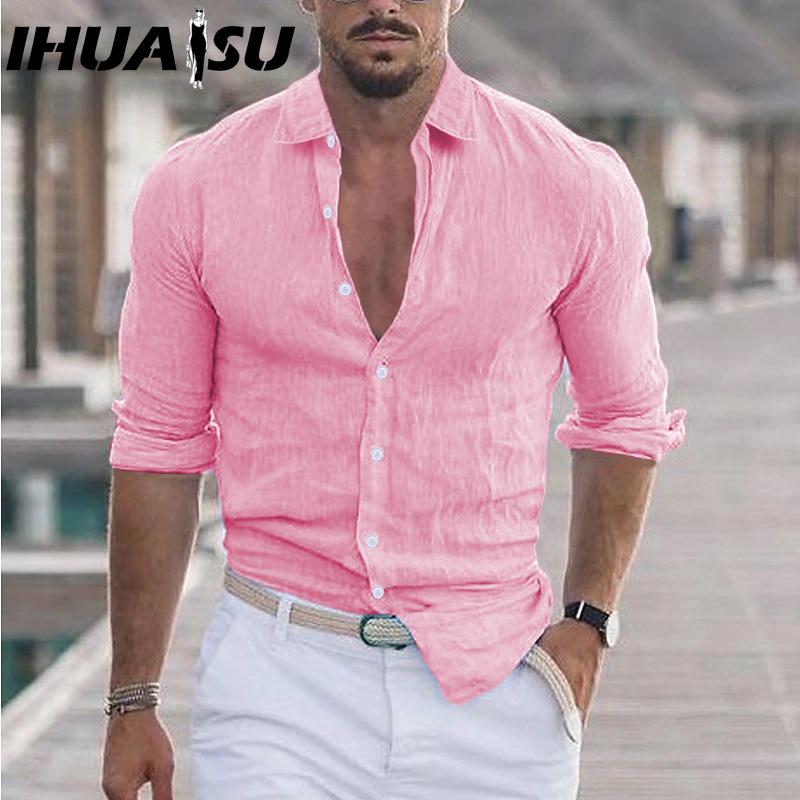 IHUASU Baumwolle Langarm T-Shirt Herrenmode Lockeres Shirt Bedrucktes Mitfühlendes Shirt