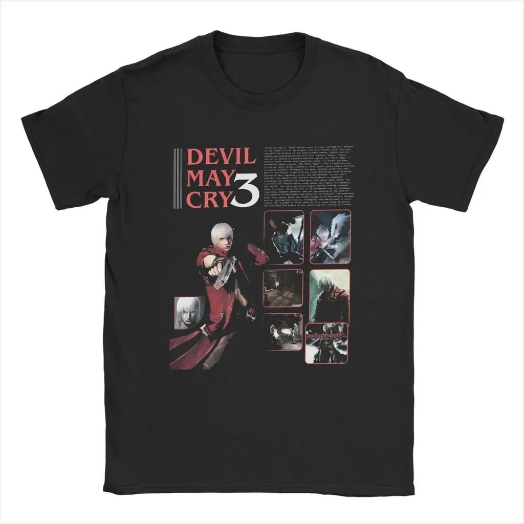 Dante Devils 3 T-Shirts Men Action Game DMC May Cry Hipster Cotton Tee Round Collar Short Sleeve T Shirts Big Size Merchandise