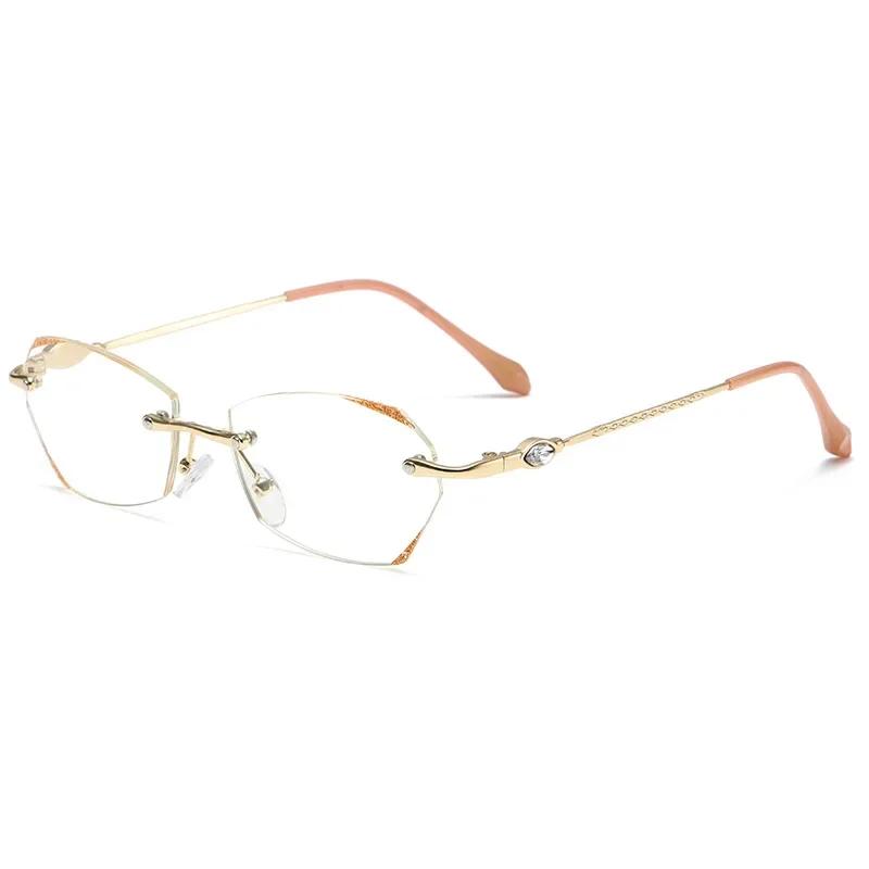 Diamond Cutting Presbyopia Eyeglasses Men Women Trendy New Reading Glasses Female Transparent Rimless Prescription Diopters