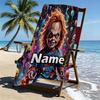 Custom Name Personalized Bride of Chucky Print Beach Towel, for Trip Camping Beach Party Home Decor, Birthday Gift for Family & Friends
