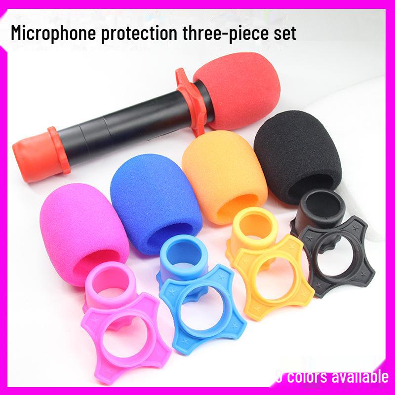 

Anti-Fall Wireless Microphone Cover with Anti-Slip Ring and Anti-Roll Bracket Sponge Cover [Thickened] розы красного