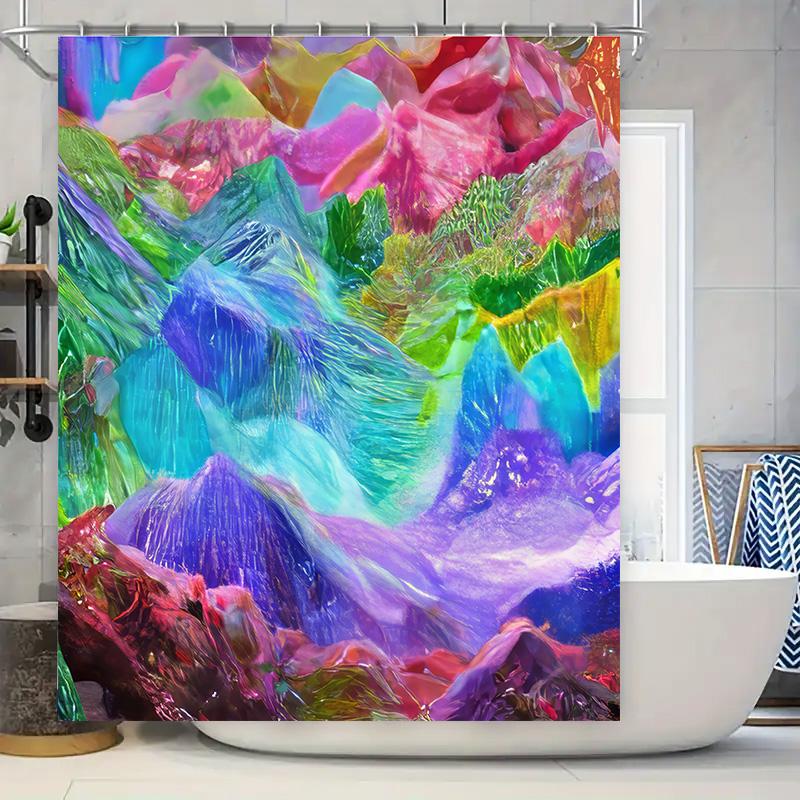 

Colorful Shower Curtain With Crystal Design: Waterproof Bath Decor In Blue, Green, Purple Pink Perfect For Your Bathroom Dcor W60H190(CM)-1 Pcs