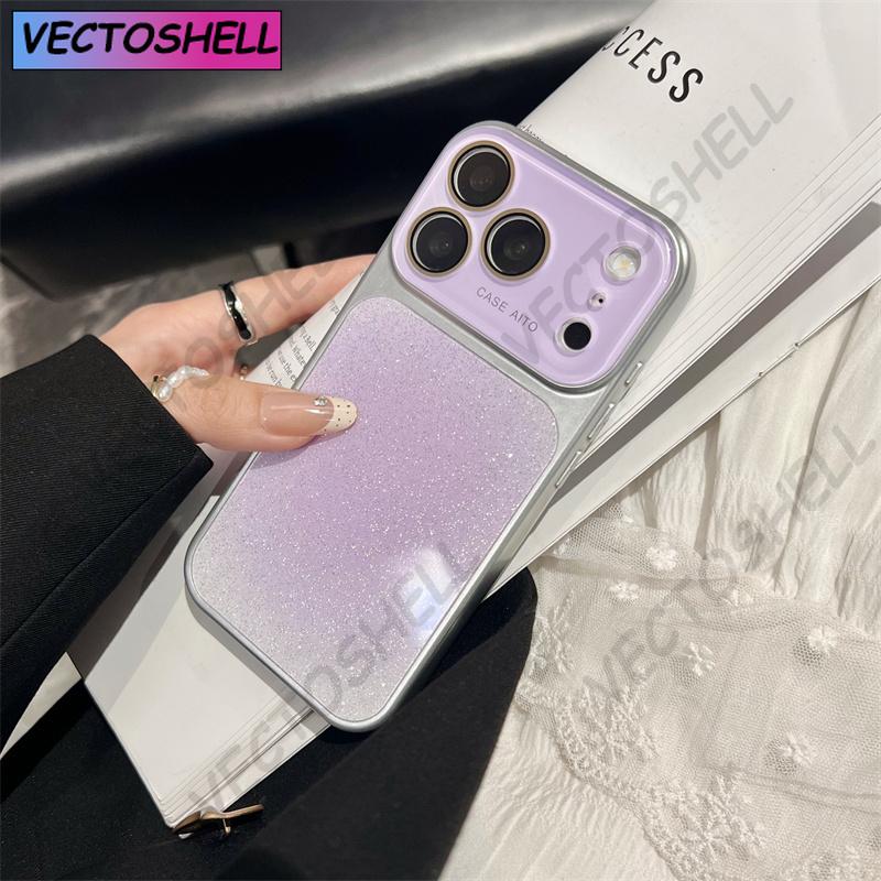 Halation Glitter Camera Window Phone Case For iPhone 17 16 15 14 13 12 Pro Max Glass Lens Protective Hard PC Back Cover