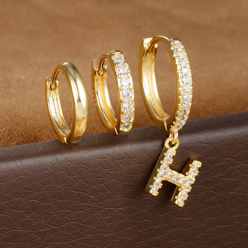 3PCS Trendy Stainless Steel Initial A-Z Letter Hoop Earrings Set For Women Fashion Huggies Cartilage Helix Piercing Jewelry
