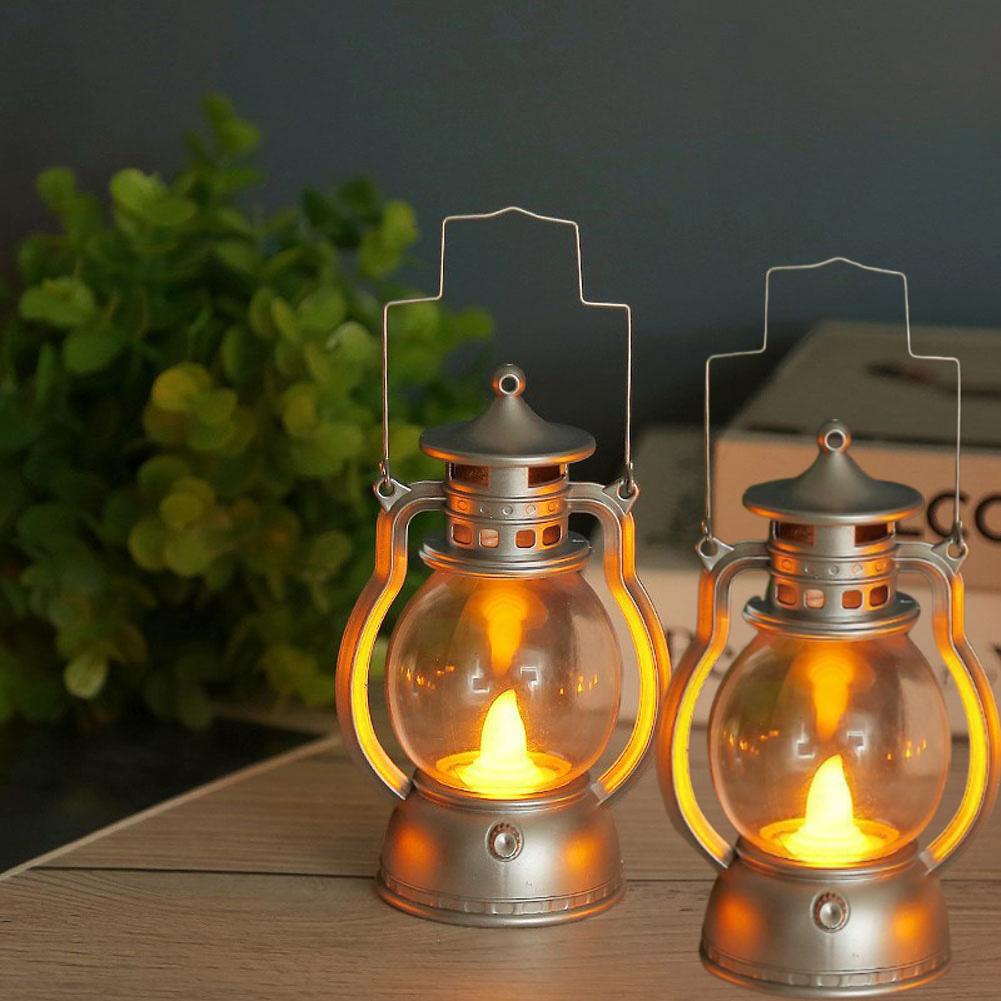 2pcs Hanging Candle Lantern, Retro Oil Lamp Battery Operated Lantern Light for Halloween Christmas Decor