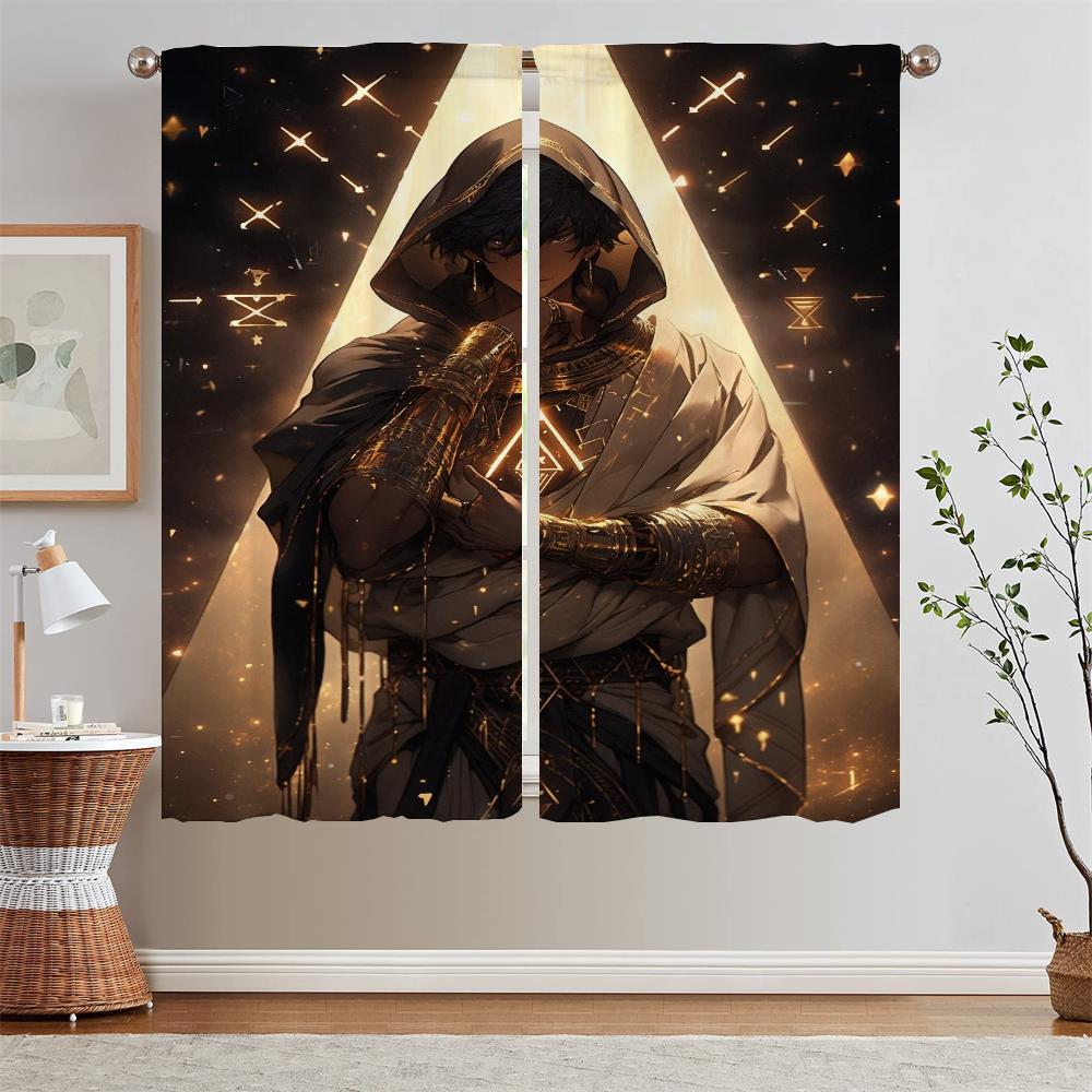 Blackout Curtains for Window Curtains 2 Pcs Set Doomsday Warrior Shade Curtain Living Room Curls Bedroom Decoration Blinds Blind