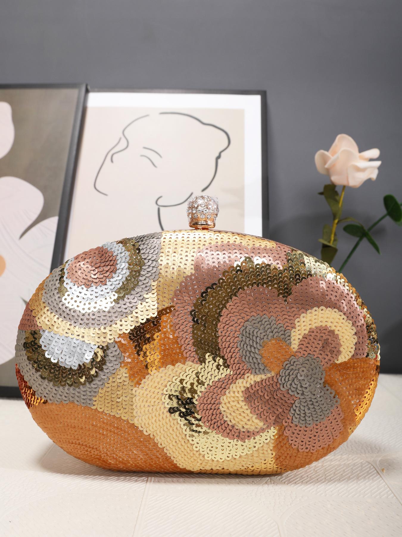 

Fine Handmade Sequin Flower Small Clutch Handbags For Women Prom Party Chain Shoulder Bag Crossbody Charm Evening Bags Females золотой