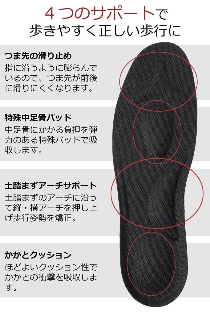 By a Physical Arch Support Absorption with Just the Right Amount of [Supervised Therapist] Insole, Insole, "Shock Cushioning" (S)
