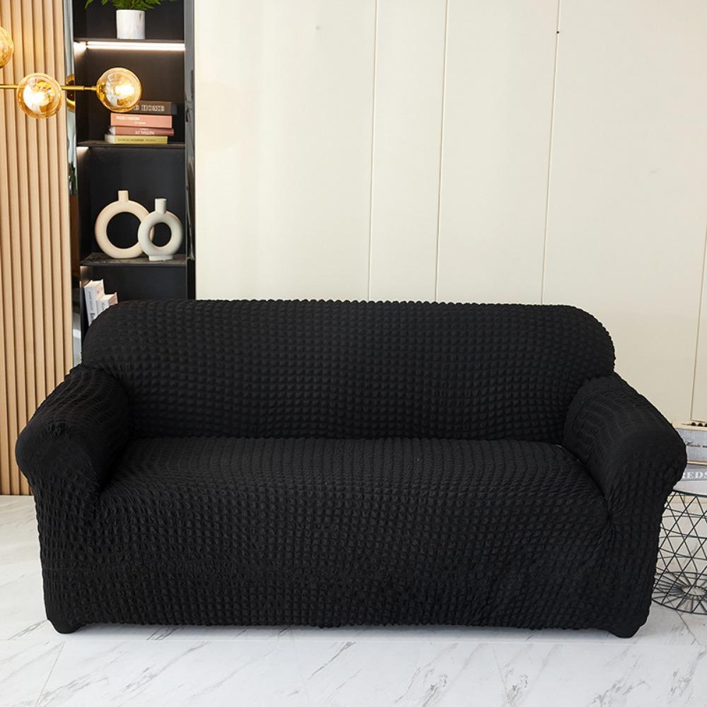 Seersucker Sofa Cover Full Protection Single Double Seat Cushion Pure Color Minimalist Design