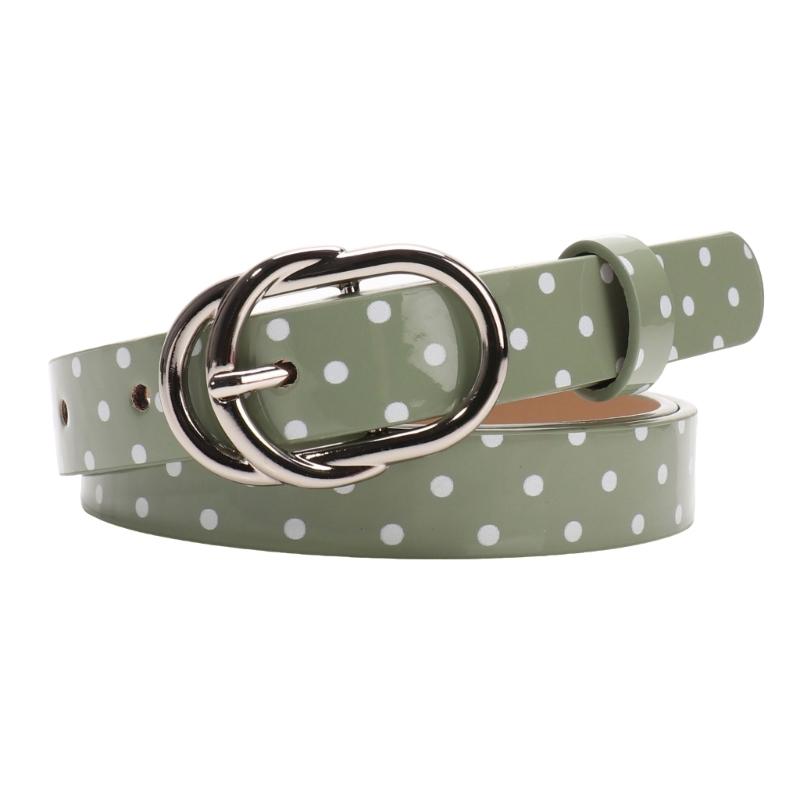 Glossy Dot Print Waist Belt with Oval Pin Closure, Adjustable Skinny Belt for Jeans, Skirts, Dresses, and Daily Styling