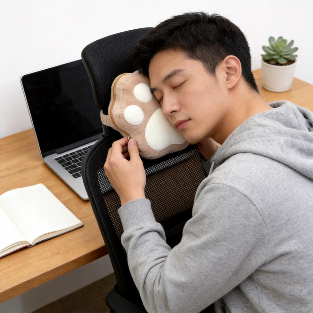 Cartoon Bear Paw U Shaped Pillow With Pp Cotton Fill For Travel And Comfort