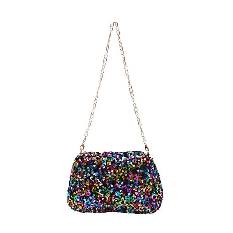 Borsa da Donna Paillettes Colore a Contrasto Attraente Borsa da Sottobraccio Stile Cool Catena Tendenza Moda Versatile Borsa a Spalla Regalo per Donna