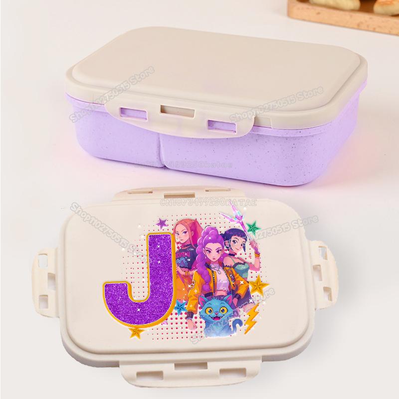Kpop Demon Hunters Letter A-Z Bento Boxes Rumi Mira Zoey Student Lunch Box School Office Microwave Portable Fruit Food Container