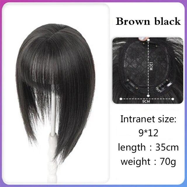 PAGEUP Synthetischer 3D-Pony, 25 cm, unsichtbar, nahtlos, Kopfhaar, Luft-Pony, Overhead, natürlich, unsichtbar, erhöht das Haarvolumen