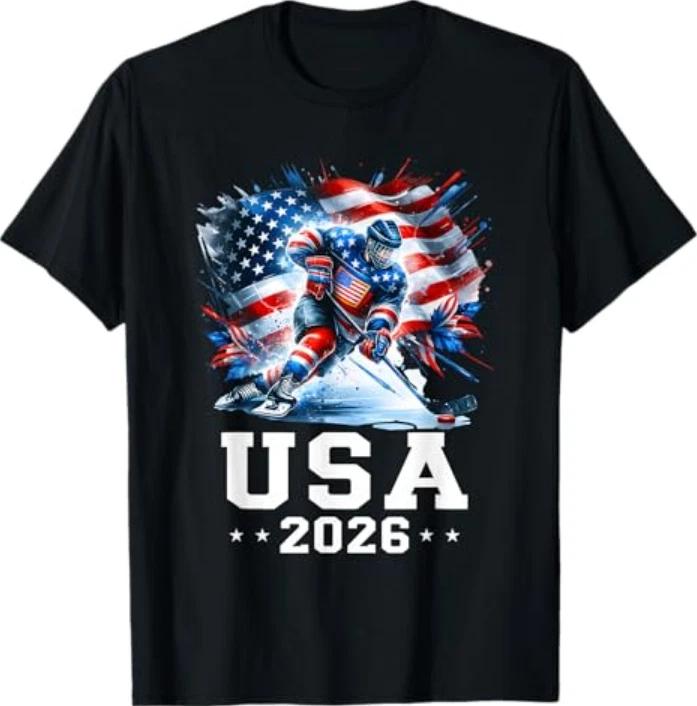 Patriotic American Flag Ice Hockey Gift Hockey Player Fan Tshirt S