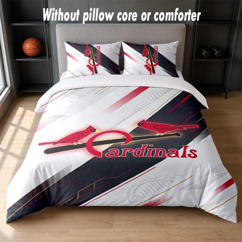 St. Louis Cardinals Design Bed Bedding Set 1 Duvet Cover + 2 Pillowcases Soft Breathable Household Bed Linens