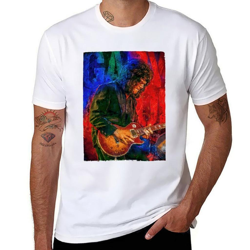 Gary Moore portret hołd sztuka Koszulka Casual Uniwersalna Krótki Rękaw Koszulka
