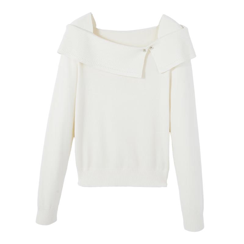 Women's Unique Design Off-Shoulder Lapel Knit Sweater