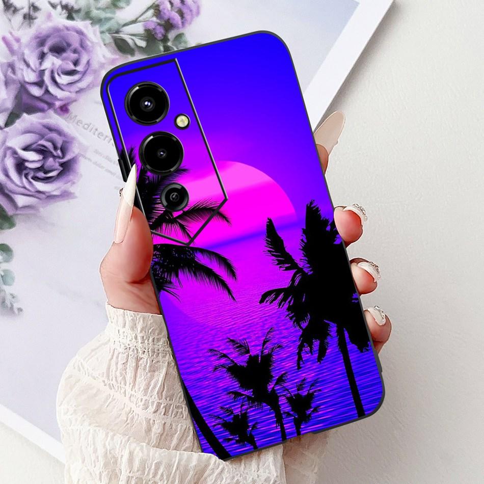 Für Tecno Pova 4 Pro Pova4 Elegantes Blumiges Katzen Handyhülle Für Tecno Pova 4 4Pro LG8n LG7n Klare TPU Silikon Weiche Hüllen Stoßfänger