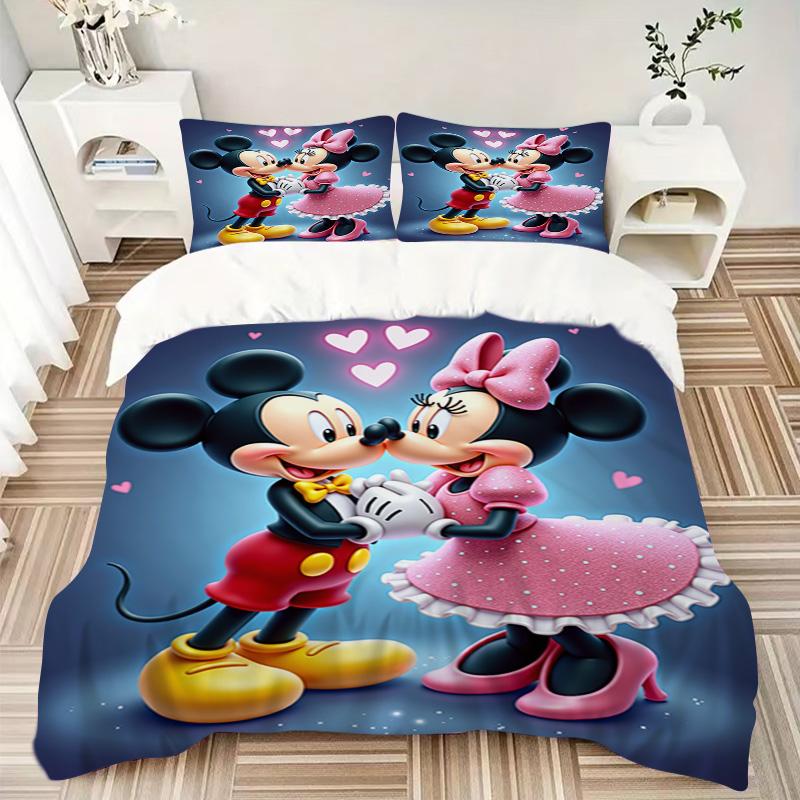 Mickey Minnie Romance Print 3Pcs Bedding Setduvet Cover With 2 Bedropillowcase Home Birthday Gift