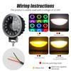 1/2PCS Motorcycle LED Spotlight Lens 12-24V Adjustable Daytime Running Light RGB Aperture Hi/Lo Beam Light for Car SUV ATV UTV
