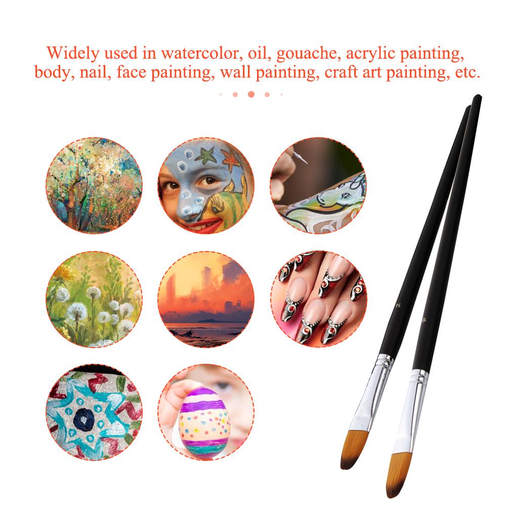 9pcs Professional Artist Paint Brushes Set Black Long Wooden Handle Nylon Hair Paintbrush for