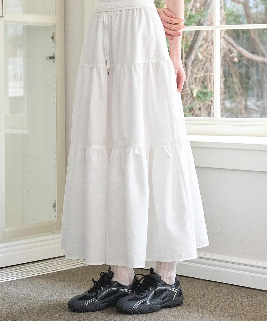 MICANE Lyra Tiered Shirred Long Skirt