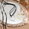New Goth Black Velvet Big Heart Pendant Choker Necklace for Women Elegant Weave Knotted Bowknot Adjustable Chain Jewelry