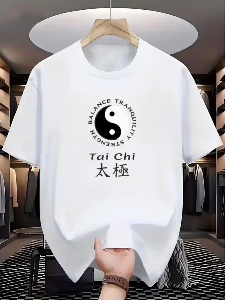 Maglietta Grafica Simbolo Tai Chi Yin Yang Unisex Unisex Stampa Testo Orientale Tradizionale Manica Corta Cotone Top Casual