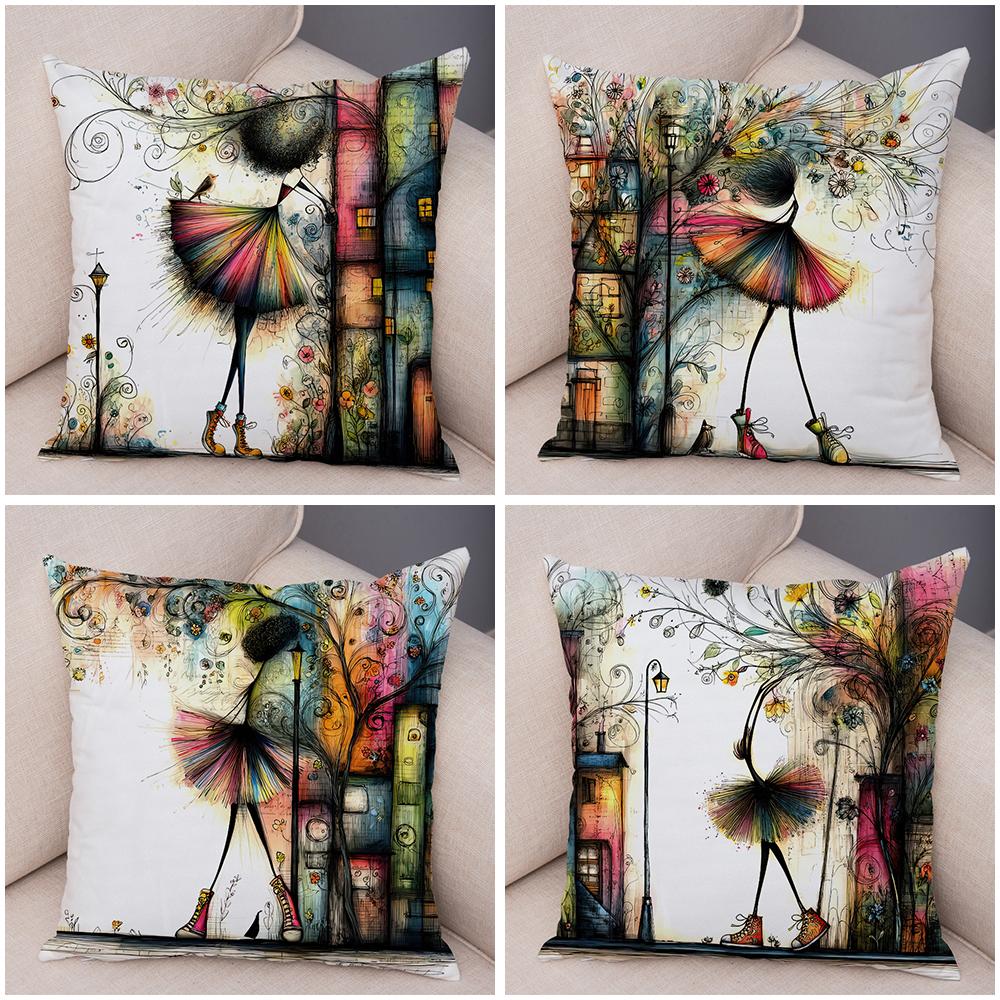 Nordic Style Geometric Women Cushion Cover Decor Cartoon Children Soft Plush Pillow Case 45X45Cm Pillowcase For Sofa Home Car