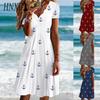 Abiti casual con scollo a V a maniche corte primavera estate moda donna