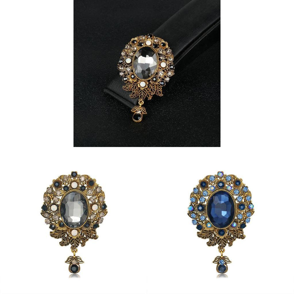 Geometric Alloy Crystal Brooch For Women Men Vintage Fashion Accessory