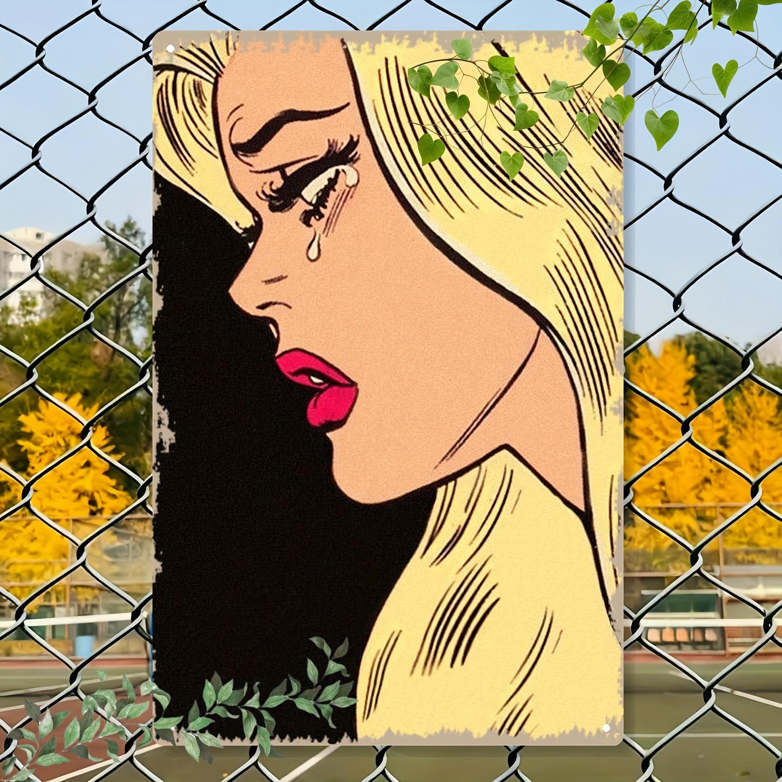 

Crying Face Metal Wall Art 20x30 Inch Flat Iron Painting for Living Room Valentine Gift 20x30cm білий