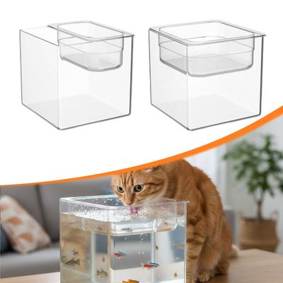 Mini Acuario PET Acrílico Pequeño Bol para Peces Irrompible Cubo Cuadrado Terrario Maceta de Acuario para Principiantes Uso en Casa