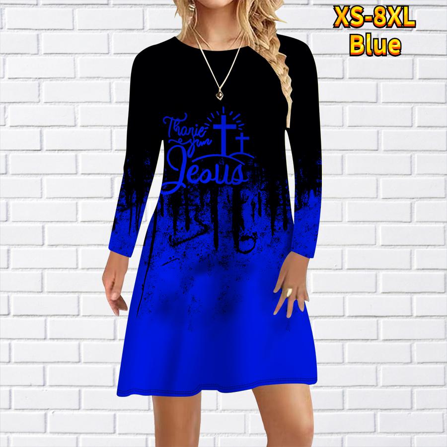 Women Casual Dress Letter Cross Print Dresses For Women O-neck Short Sleeve Dress Plus Size