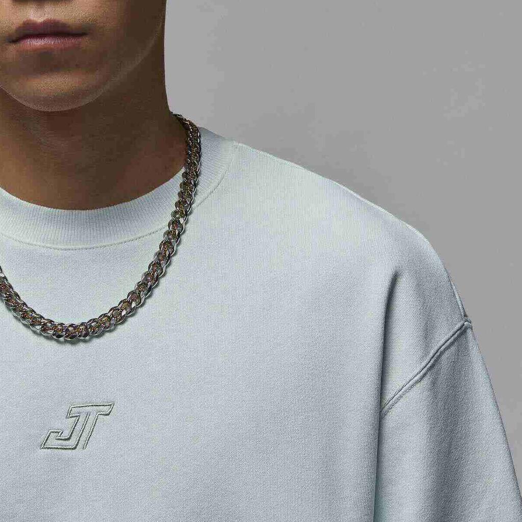 Jordan Tatum Crew Neck Comfortable Casual Sweatshirt Men Sweatshirt Light-Blue Gray HF7846-028