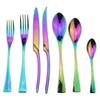 1-Pieces Rainbow Dinnerware Set Colorful Mirror Tableware Set Stainless Steel Western Cutlery Set Kitchen Accessories