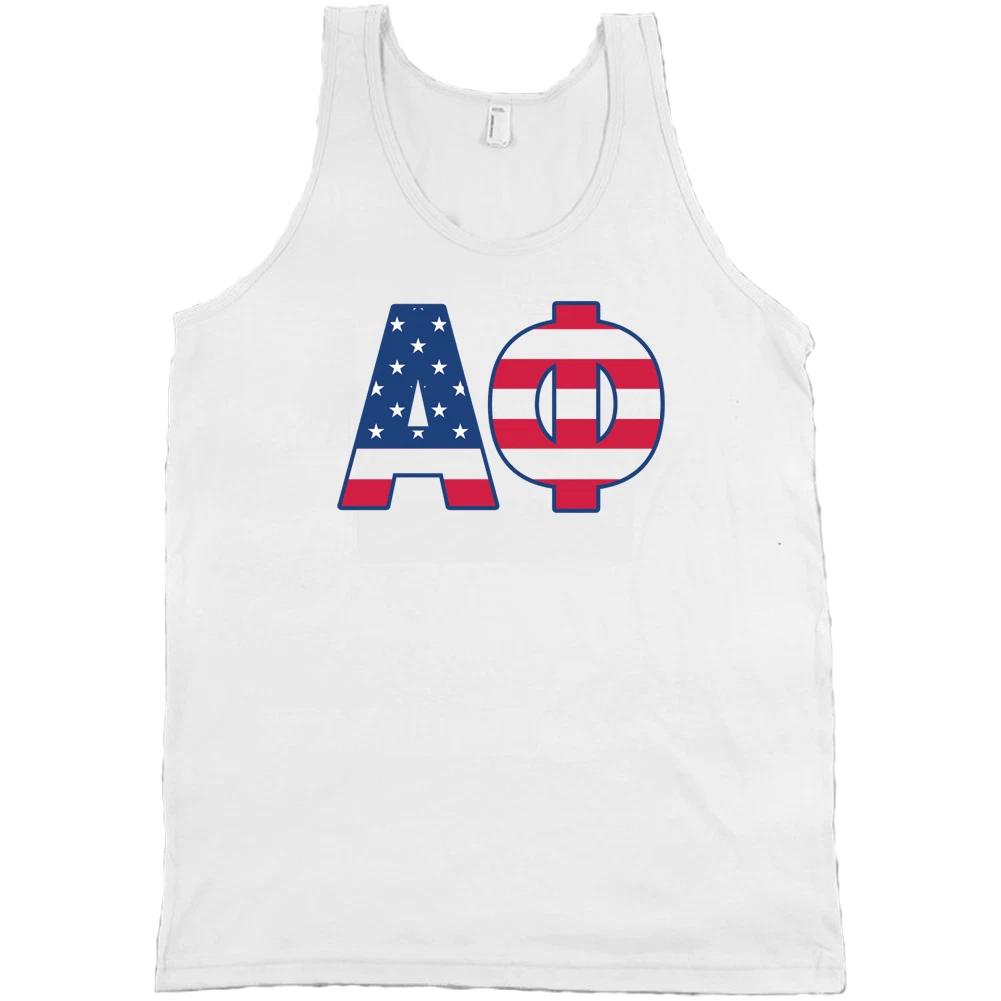 Alpha Phi Bella + Canvas Топ-майка A Phi Сестринство Флаг США! 4XL