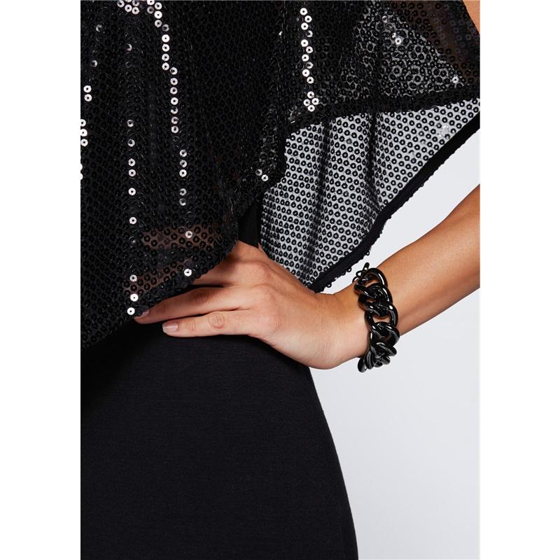 European And American Style Sequin V Neck Spliced Cotton Sexy V Neck Shawl Sleeve T-shirt Versatile Top Fashionable Women's T-shirt