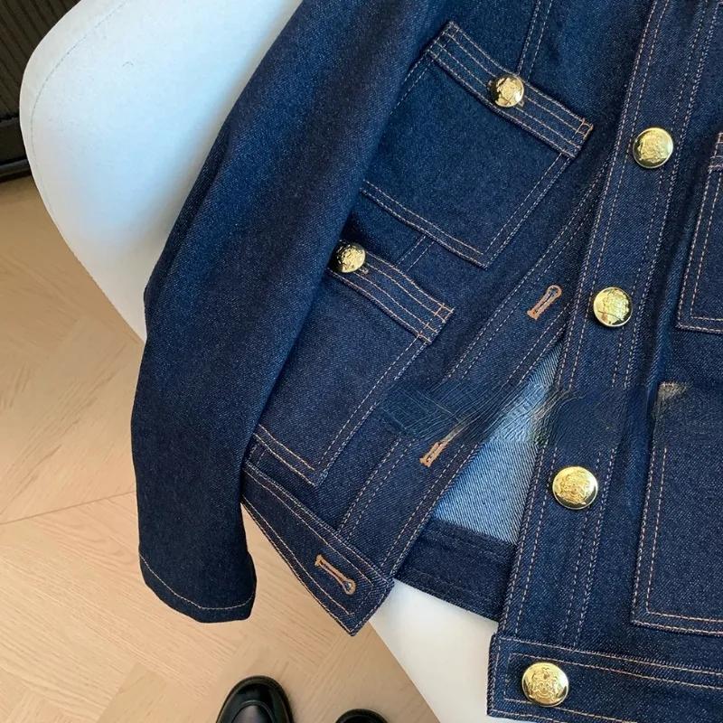 Džínové bundy pro ženy Jarní knoflíky Vintage Chaquetas Korejská móda Modrá Šik Ropa De Mujer Džínová Bomber Svrchní oděv Top