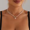 Jewelry Wind Handshake Love Pendant Clavicle Chain Personality Creative Versatile Glass Beaded Necklace