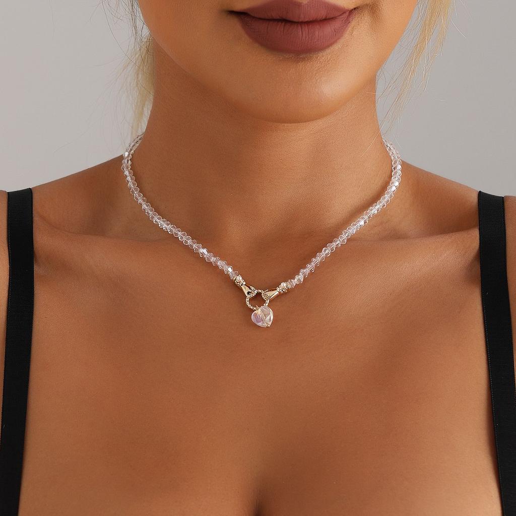 Jewelry Wind Handshake Love Pendant Clavicle Chain Personality Creative Versatile Glass Beaded Necklace