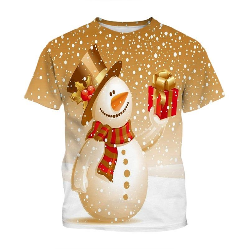 Sommer Mode Kreatives Design Weihnachtsmuster 3D-Druck Lässig Persönlichkeit Harajuku Stil Warm und Bequem T-Shirt