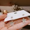 Temperament Five-Petaled Flower Earrings Zircon Flower Diamond-Set Front And Rear Wear Dual-Purpose Zircon Removable Stud Earrings