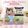 Happy Easter Bunny Egg Pillow Cover 2D Flat Print Peach Skin Plaid Cushion Cover For Couch Living Room Spring Decor 45X45