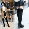 Fashion Large size over the knee boots for women winter velvet round toe elastic square heel slim women's boots