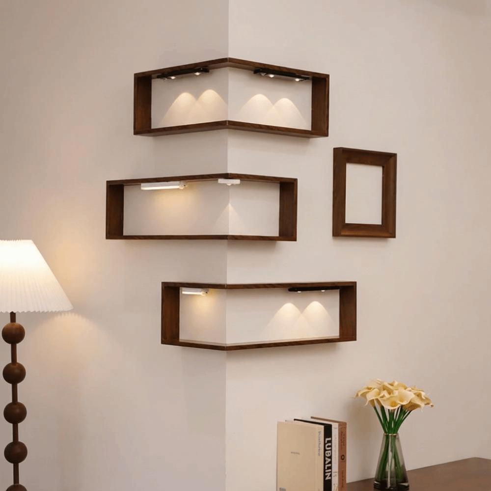 Space Saving 90 Degree Corner Wall Shelf Floating Shelf Suspended Corner Bookshelf Wall Mounted Wall Hanging Storage Rack Home
